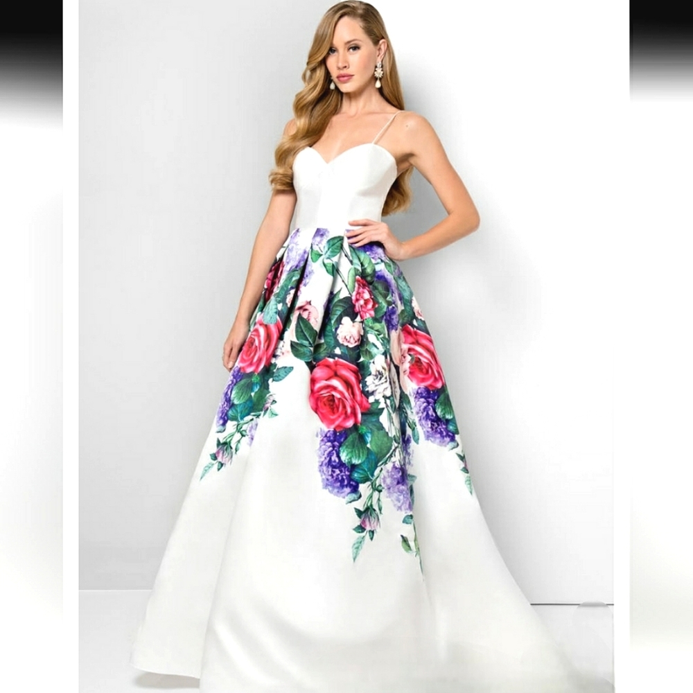 Nwt Camile La Vie White Floral Garden Coture Prom /Ball Gown